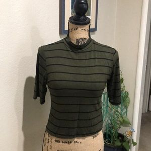 Olive black stripes Top